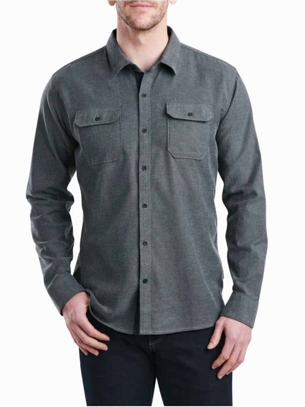 Kuhl DESCENDR Flannel Button down Shirt Long Sleeve Sz M Grey